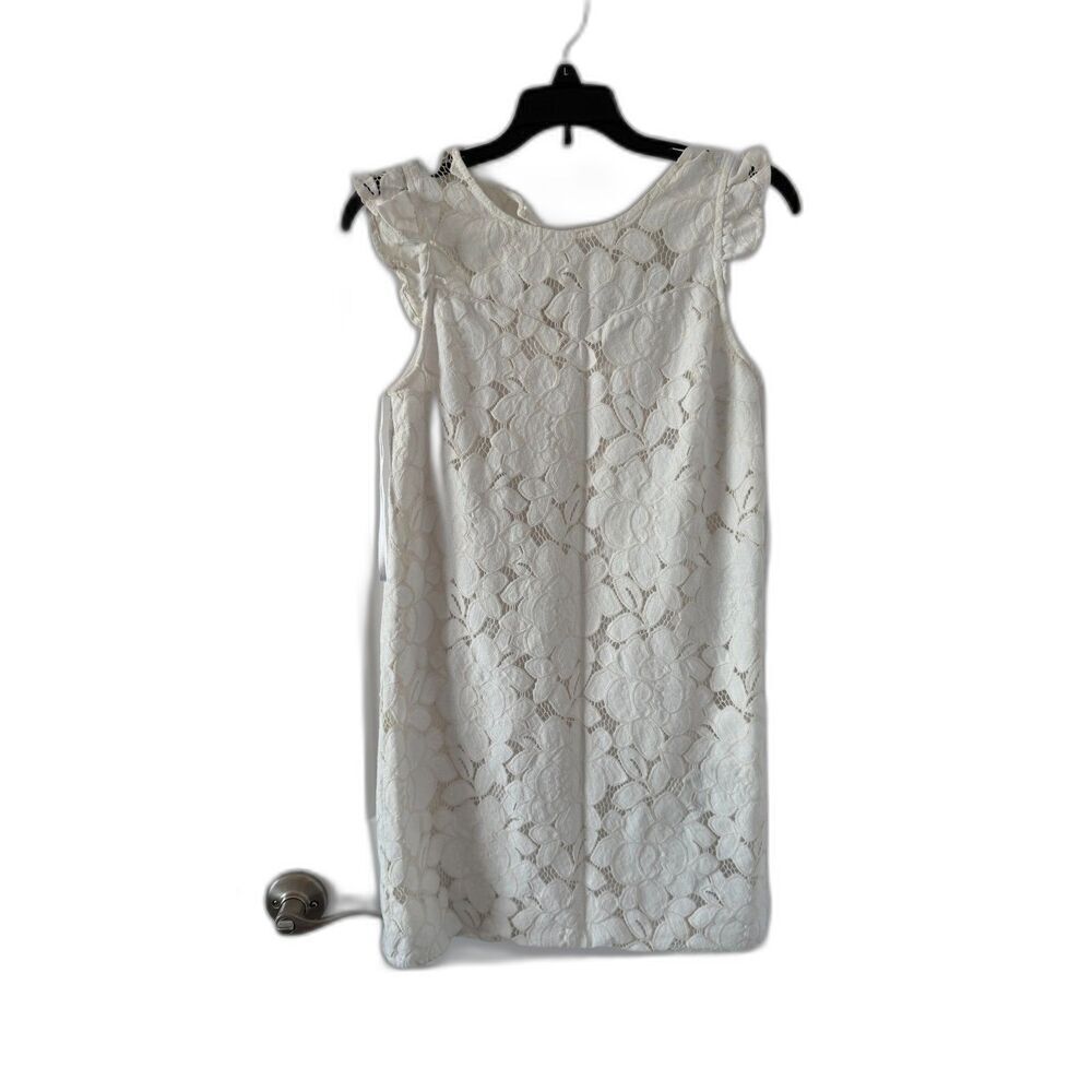 Monteau Ivory/White Floral Lace Mini Dress – Small